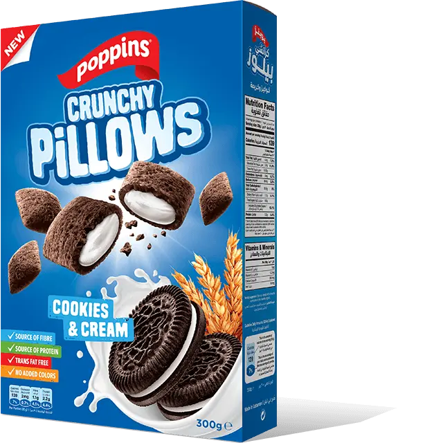 Poppins Crunchy Pillows Cookies & Cream · 300 g